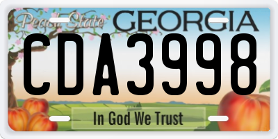 GA license plate CDA3998