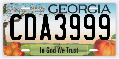 GA license plate CDA3999