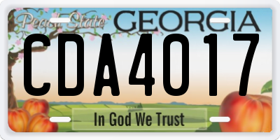 GA license plate CDA4017