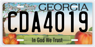 GA license plate CDA4019