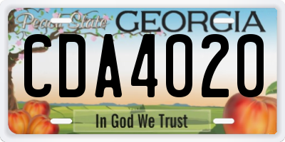 GA license plate CDA4020