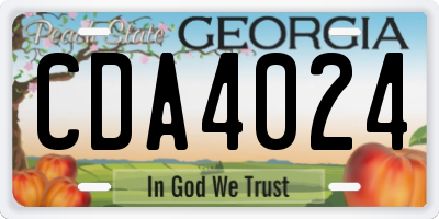GA license plate CDA4024