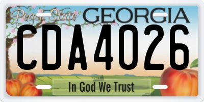 GA license plate CDA4026