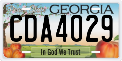GA license plate CDA4029