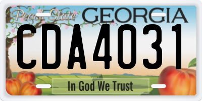 GA license plate CDA4031