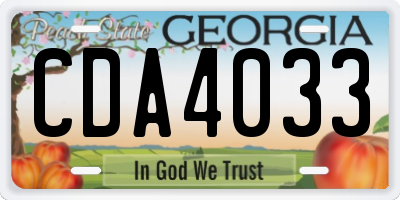 GA license plate CDA4033