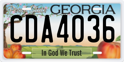 GA license plate CDA4036