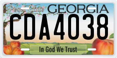 GA license plate CDA4038