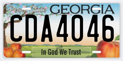 GA license plate CDA4046