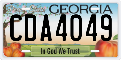 GA license plate CDA4049