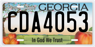 GA license plate CDA4053