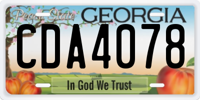 GA license plate CDA4078