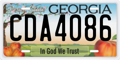 GA license plate CDA4086