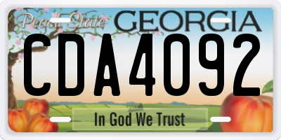 GA license plate CDA4092