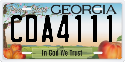 GA license plate CDA4111