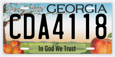 GA license plate CDA4118