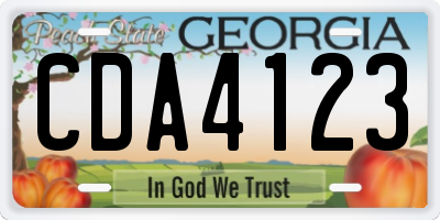 GA license plate CDA4123