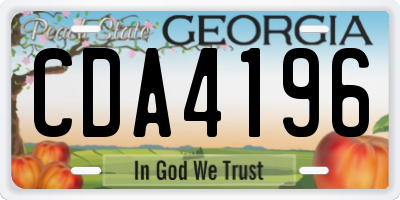GA license plate CDA4196