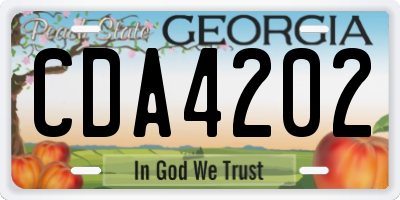 GA license plate CDA4202