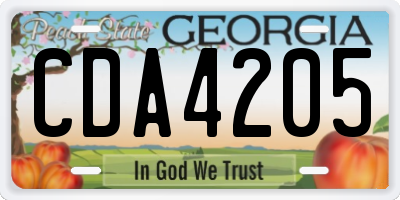 GA license plate CDA4205