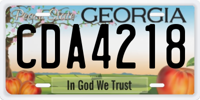 GA license plate CDA4218