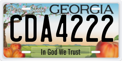 GA license plate CDA4222