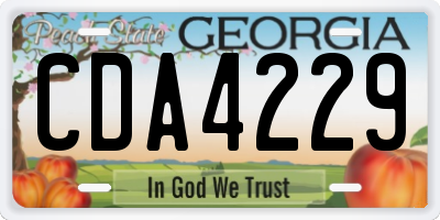 GA license plate CDA4229