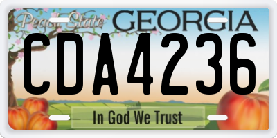 GA license plate CDA4236