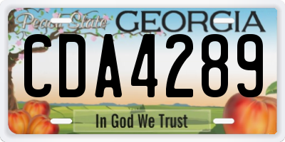 GA license plate CDA4289