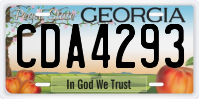 GA license plate CDA4293