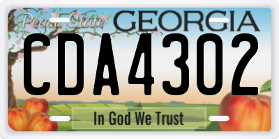 GA license plate CDA4302