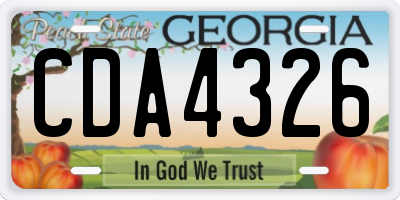 GA license plate CDA4326