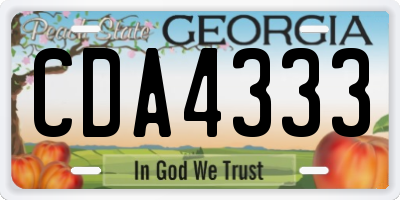 GA license plate CDA4333