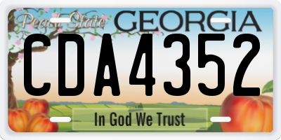 GA license plate CDA4352