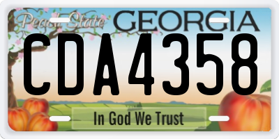 GA license plate CDA4358