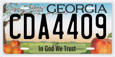 GA license plate CDA4409