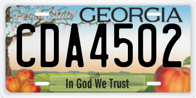 GA license plate CDA4502