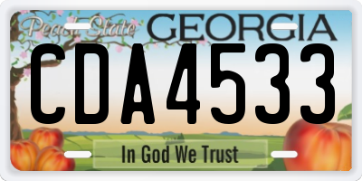 GA license plate CDA4533