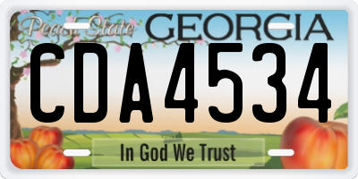 GA license plate CDA4534