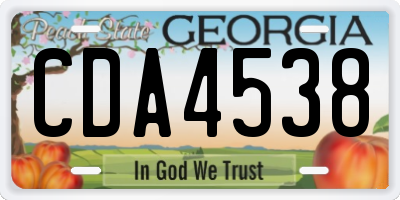 GA license plate CDA4538