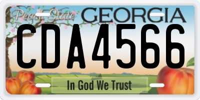 GA license plate CDA4566