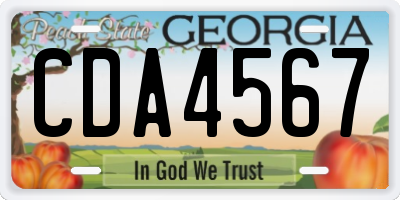 GA license plate CDA4567