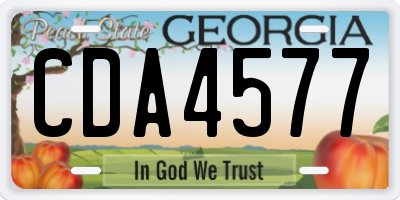 GA license plate CDA4577