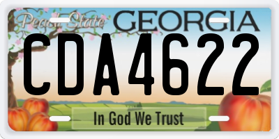GA license plate CDA4622