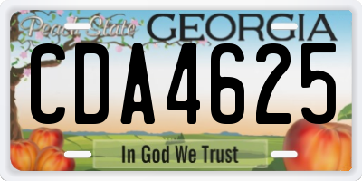 GA license plate CDA4625