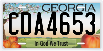 GA license plate CDA4653