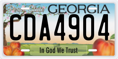 GA license plate CDA4904