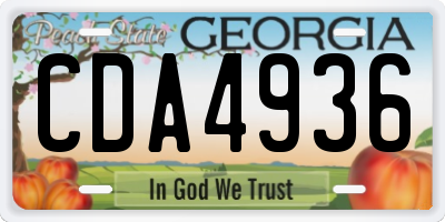 GA license plate CDA4936