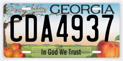 GA license plate CDA4937