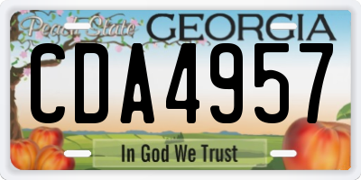 GA license plate CDA4957